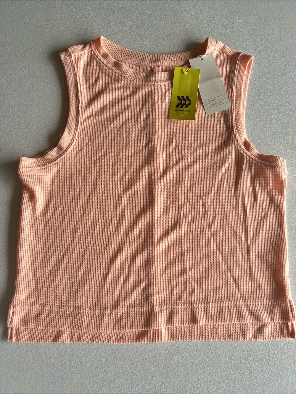 NWT All In Motion Peach Waffle Knit Cropped Tank Top XS